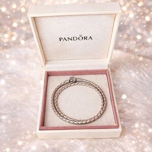 Authentic Pandora Moments Double Braided
Leather Bracelet w/ Box